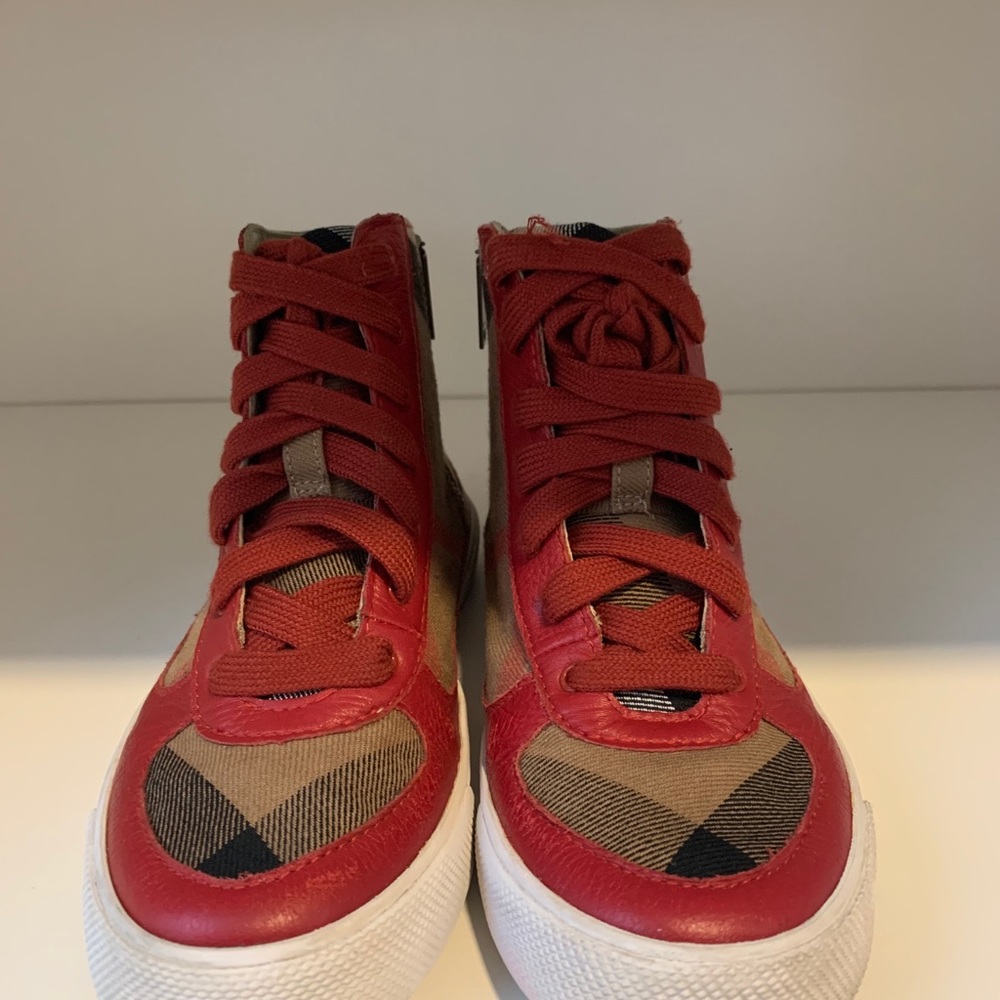 Burberry Kids Nova Plaid Check High Top Sneaker